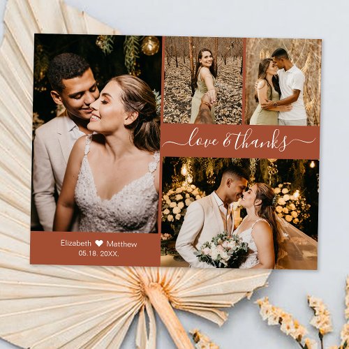 Budget Wedding Collage Terracotta Thank You Card