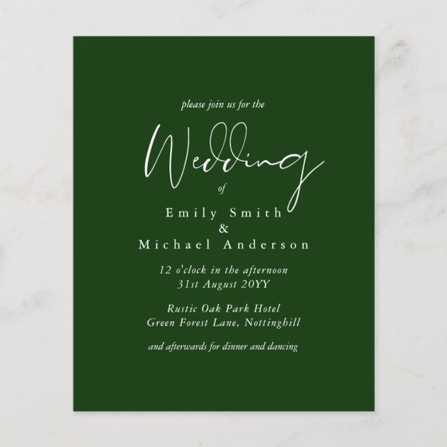 BUDGET Wedding Colors Green Sage Olive Invite (Front)