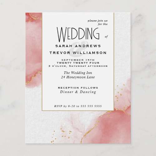 Budget Wedding Coral Rose Abstract Marbled Skies