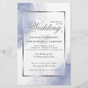 Budget Wedding Cornflower Blue Silver Abstract