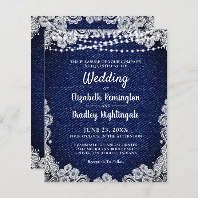 Budget Wedding Denim Lace String Lights (Front/Back)