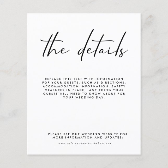 Budget Wedding Details Enclosure Card Flyer (Front)