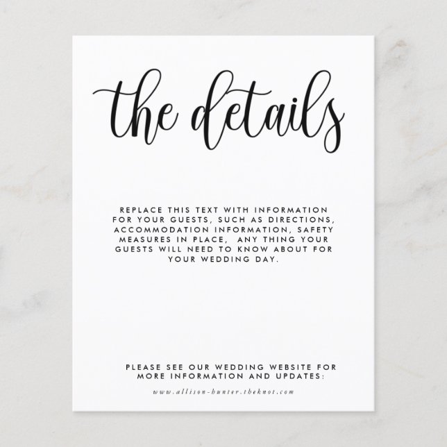 Budget Wedding Details Enclosure Card Flyer (Front)