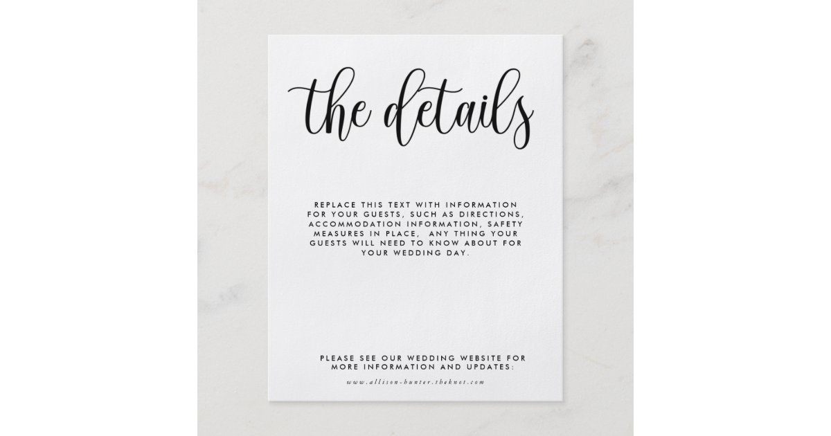 Budget Wedding Details Enclosure Card Flyer | Zazzle