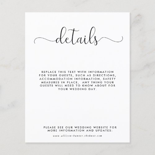 Budget Wedding Details Enclosure Card Flyer