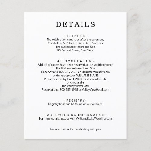 Budget Wedding Details Enclosure Flyer