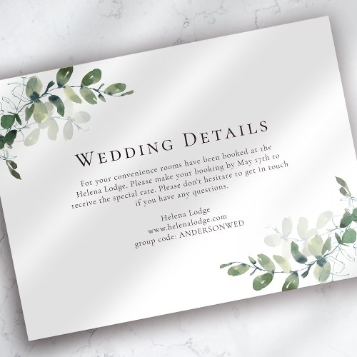 BUDGET Wedding Details Eucalyptus Enclosure Card