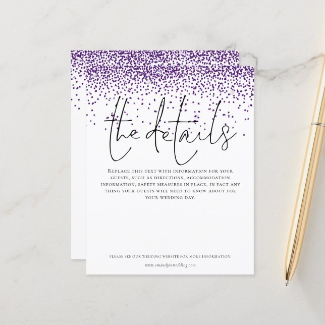 Budget Wedding Details Purple Glitter Enclosure (Front/Back In Situ)