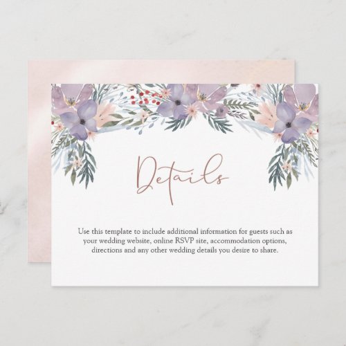 Budget Wedding Details Watercolor Floral Enclosure Postcard