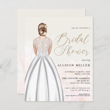 Budget Wedding Dress Bridal Shower Invitation