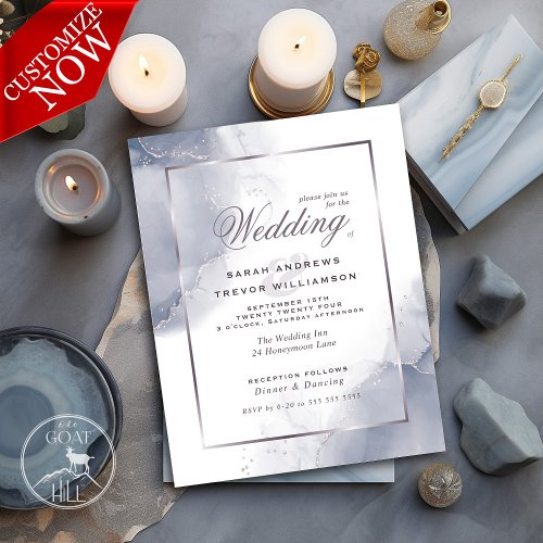 Budget Wedding Dusty Blue Silver Abstract