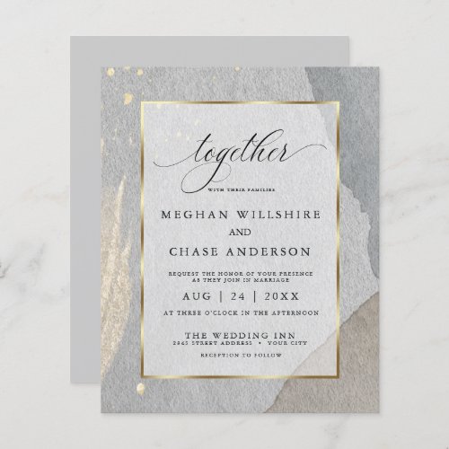 Budget Wedding Elegant Pale Gray Abstract Splash