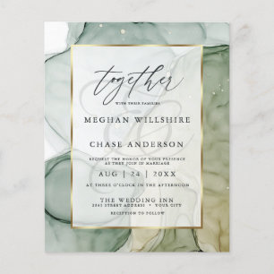 Budget Wedding Elegant Pale Sage Abstract Ink