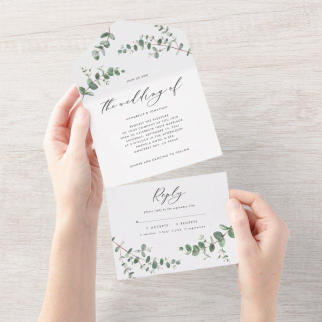 Budget Wedding Eucalyptus botanical invite + rsvp (Tearaway)