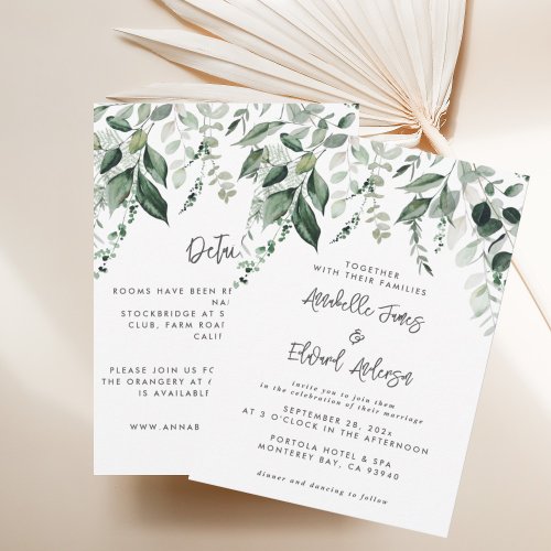 Budget Wedding eucalyptus details invitation chic