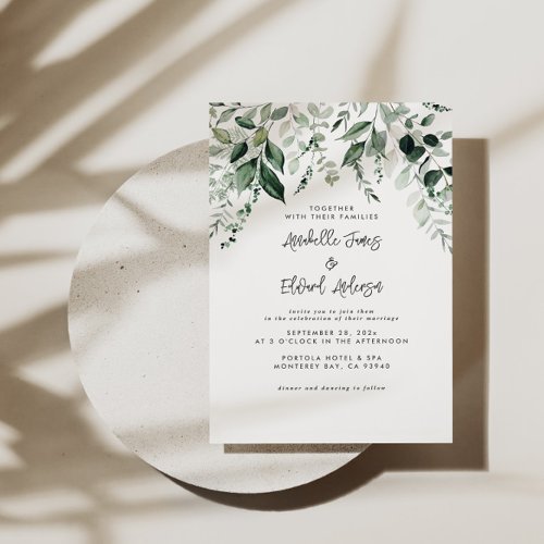 Budget Wedding eucalyptus details invitation chic