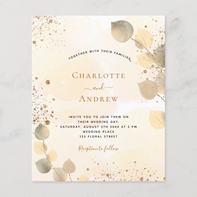 Budget wedding eucalyptus glitter golden foliage (Front)