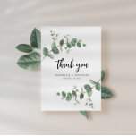 budget wedding eucalyptus green details thank you note card<br><div class="desc">Budget beautiful delicate eucalyptus foliage wedding thank you card design. Modern elegant on trend sage green,  black,  navy blue and white stylish contemporary rustic collection. Ideal for spring,  summer,  fall,  autumn or winter weddings.</div>