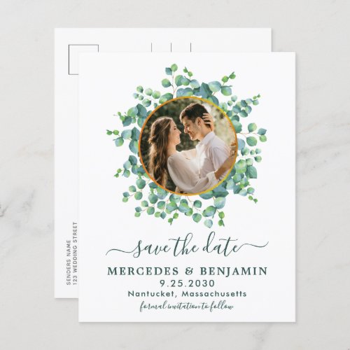 Budget Wedding Eucalyptus Photo Save The Date Card