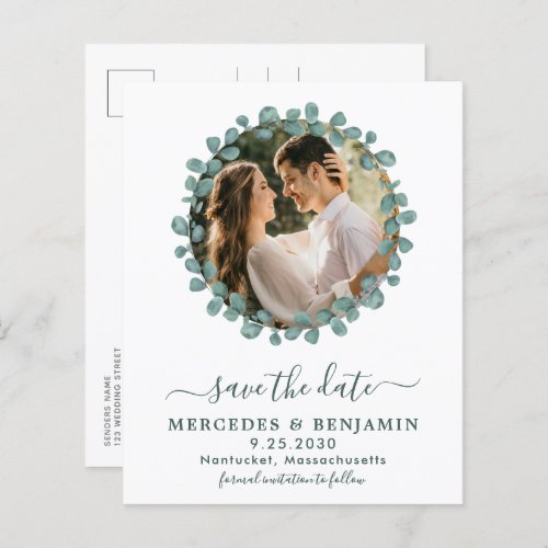 Budget Wedding Eucalyptus Photo Save The Date Invi