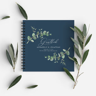 Budget wedding eucalyptus rustic blue guest book