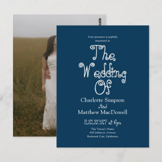Budget Wedding Fancy 2 Photo Blue Winter Postcard