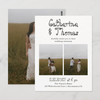 Budget Wedding Fancy Rustic 3 Photo Postcard