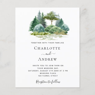 Budget wedding forest trees watercolor simple