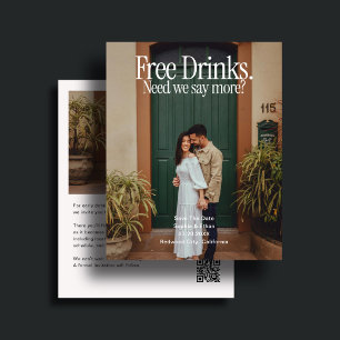 Budget Wedding Free Drink Photo Save The Date Flyer