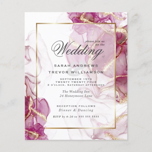 Budget Wedding Gold Jazz Berry Crimson Abstract (Front)