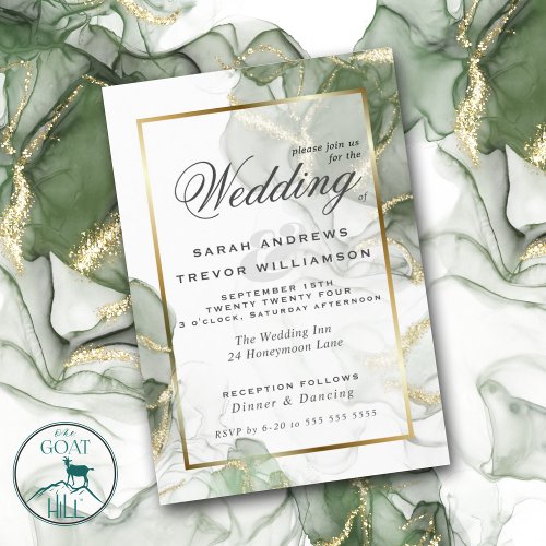 Budget Wedding Gold Muted Sage Green Ink