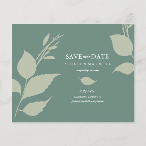 Budget Wedding Green Save The Date Flyer