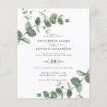 budget Wedding greenery Eucalyptus invitation Flyer<br><div class="desc">Budget Eucalyptus Greenery foliage modern minimal garden party Wedding Invitations. Simple contemporary botanical design.</div>