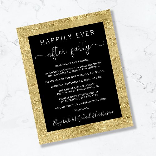Budget Wedding Happily Ever After Gold Invitation