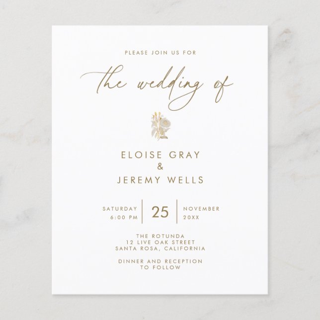 Budget Wedding Invitation | Bella Flyer (Front)