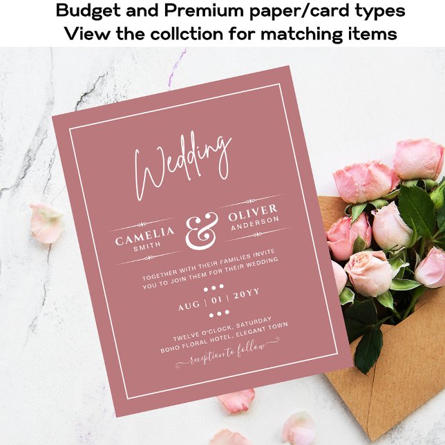 BUDGET Wedding Invitation Dusty Rose Pink Flyer (Creator Uploaded)