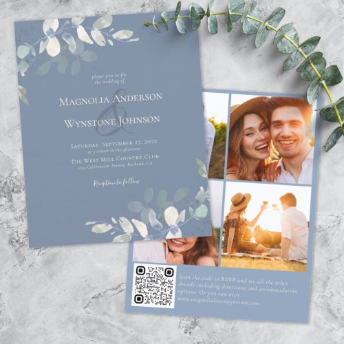 Budget Wedding Invitation  Eucalyptus QR Code