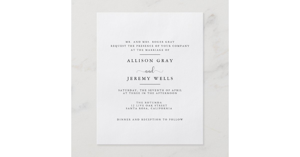 Budget Wedding Invitation Flyer | Zazzle