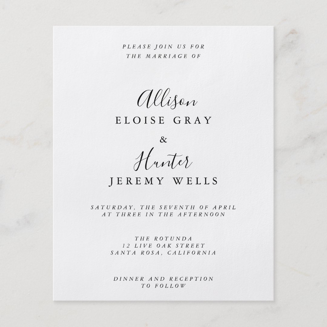 Budget Wedding Invitation Flyer Zazzle