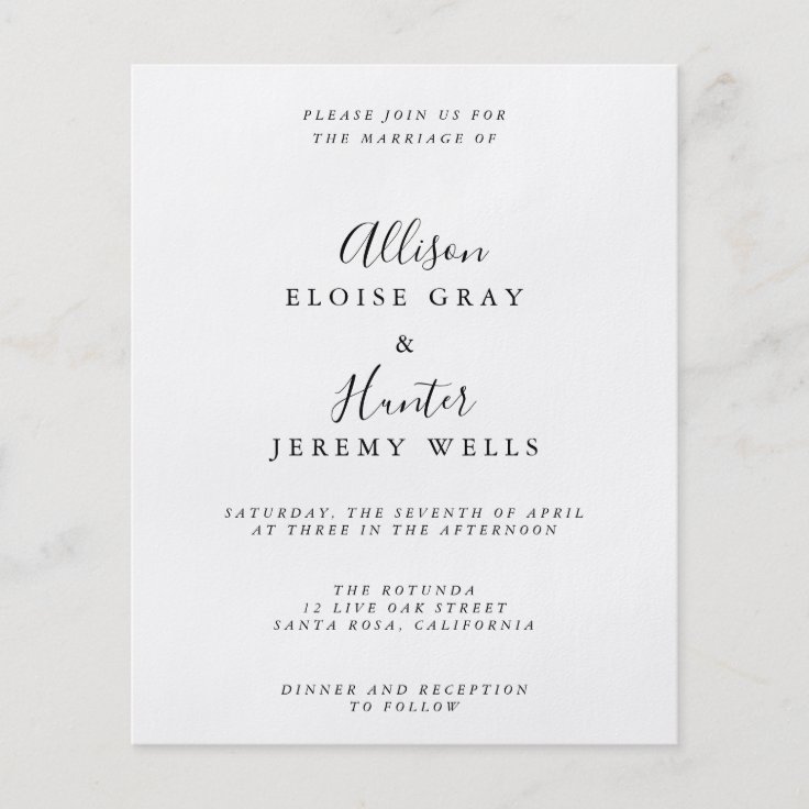 Budget Wedding Invitation Flyer Zazzle