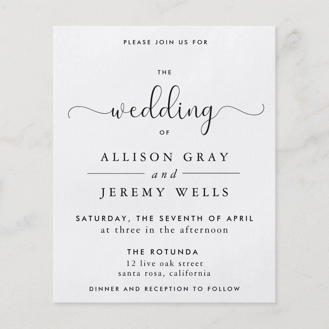 Budget Wedding Invitation Flyer Zazzle