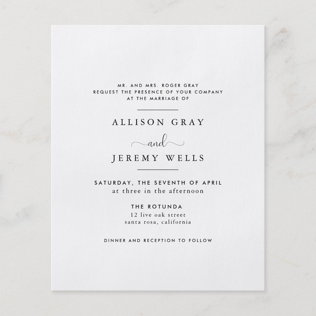 Budget Wedding Invitation Flyer Zazzle