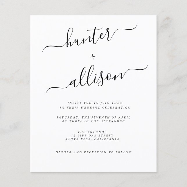 Budget Wedding Invitation  Flyer (Front)