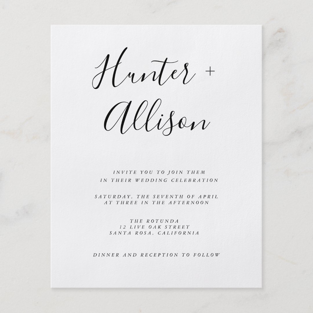 Budget Wedding Invitation Flyer Zazzle
