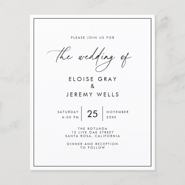 Budget Wedding Invitation  Flyer (Front)
