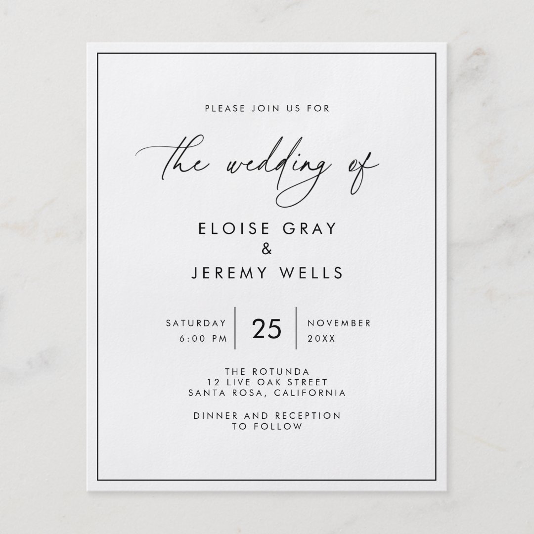 Budget Wedding Invitation Flyer Zazzle