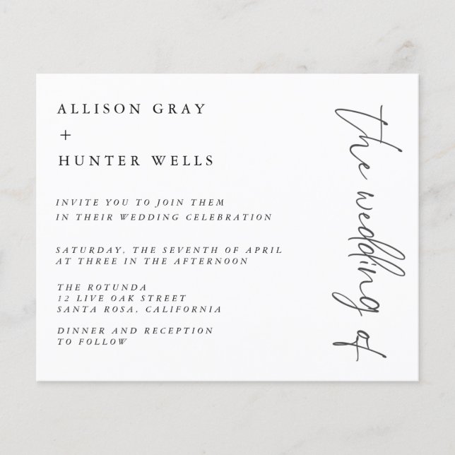 Budget Wedding Invitation  Flyer (Front)