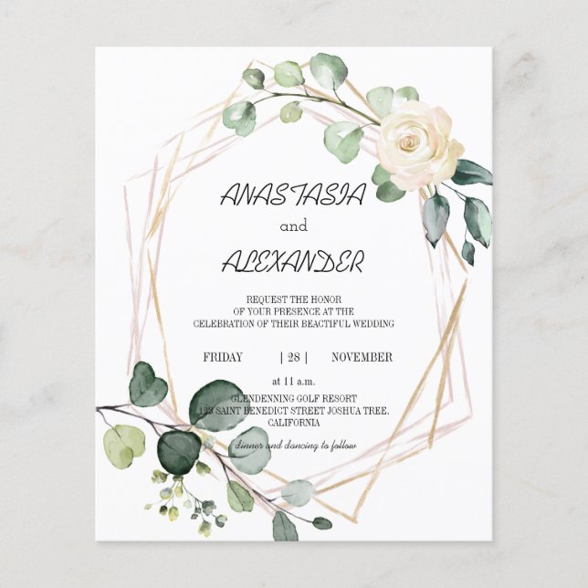 Budget Wedding invitation. Invitation (Front)