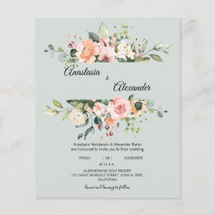 Budget-Wedding invitation. Invitation Postcard Flyer