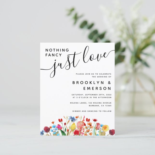 BUDGET Wedding Invitation | Nothing Fancy Floral (Standing Front)